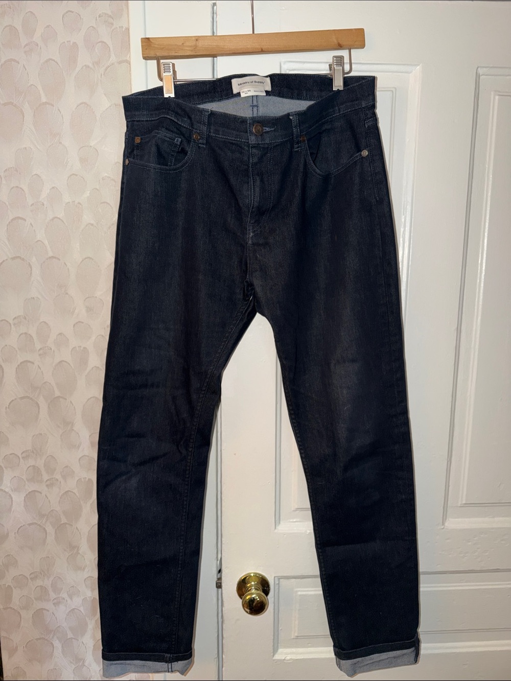 Ministry of Supply Men's Slim Jeans in Dark Black Denim
